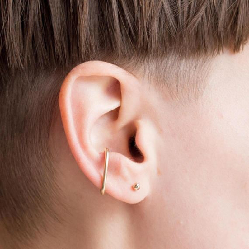 Ear Cuff No Piercing - 925 Gümüş Sahte Klip Küpe Altın