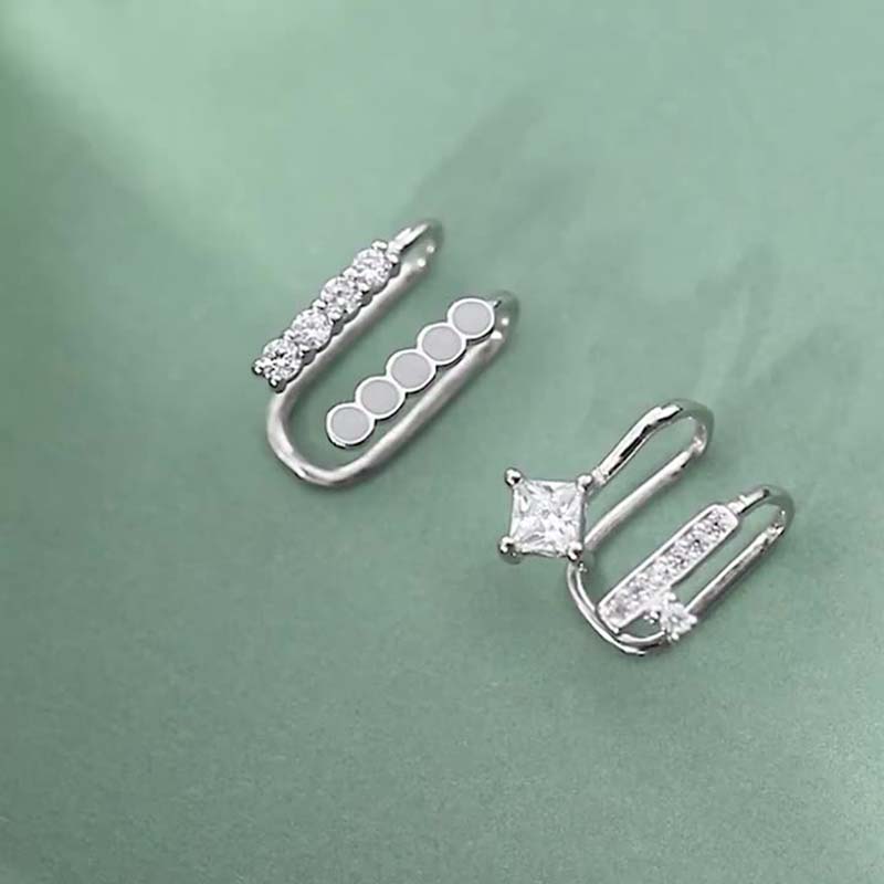 Ear Cuff No Piercing - 925 Ayar Gümüş Asimetrik Kübik Zirkon