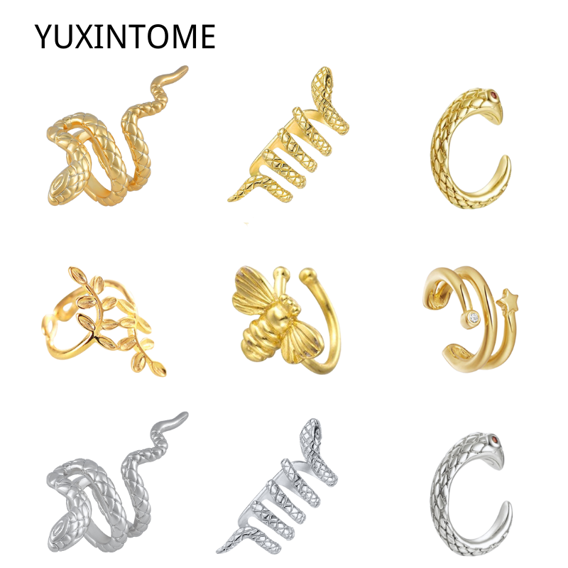 Ear Cuff No Piercing - 1 adet kaplama 24K altın Vintage